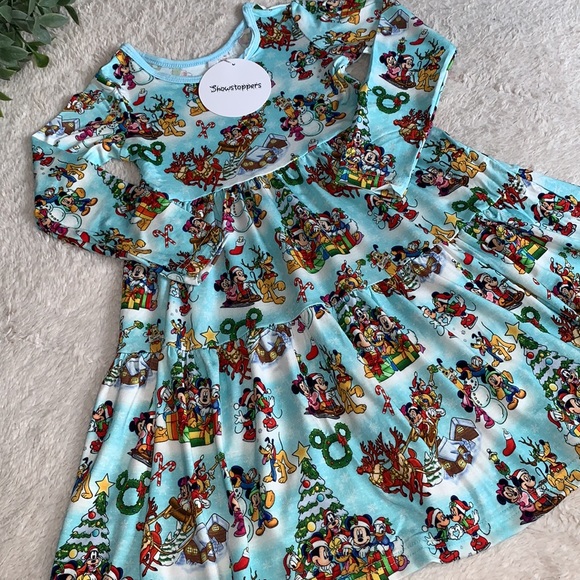NWT Showstoppers Disney Christmas Bamboo Twirl Dress 4T Mickey Minnie Mouse - Picture 8 of 8